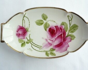 Imperial Austria Hand Painted Imperial PSL Empire China Dish - Red Roses
