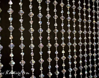 CRYSTAL Beaded Curtain Drape. CRYSTAL BACKDROP. Iridescent Faux Rhinestone Curtain. Crystal Curtain. Rhinestone Backdrop. Wedding Backdrop.