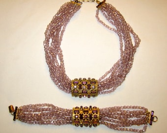 SANDOR Demi-Parure-Amethyst Crystal Necklace with Matching Bracelet