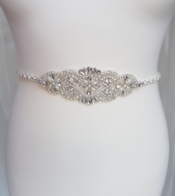 Thin Bridal belt pearl belt thin pearl belt wedding belt