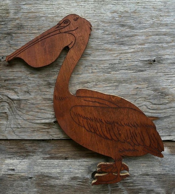 Pelican Wall Hanging Sign Beach Decor Wall Decor Stained or