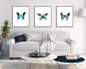 Butterfly Art Print Set of 3 Watercolor Butterfly Print Butterfly Wall Art Butterfly Decor Butterfly Painting Butterfly Artwork