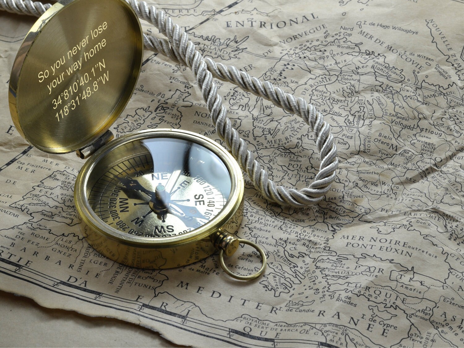 Engraved Compass Baptism Gift Retro Vintage Gift