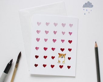 Corgi Valentine's Day card / Corgi card / Corgi illustration / Corgi Mother's Day card