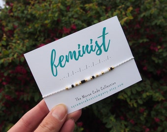 F E M I N I S T | Morse Code Bracelet | Secret Message Bracelet | Feminist