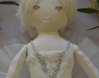 White Swan Ballerina Princess - cloth doll - Organic 20" Ooak