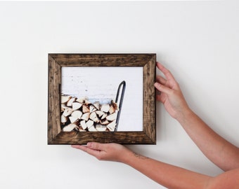 8x10 dark brown picture frame . distressed style . handmade picture frames