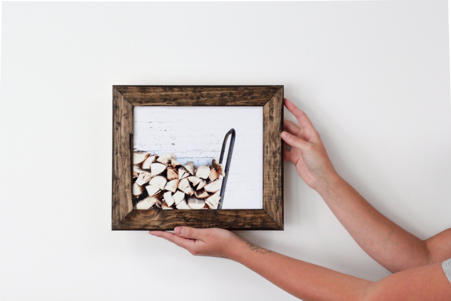 8x10 dark brown picture frame . distressed style . handmade