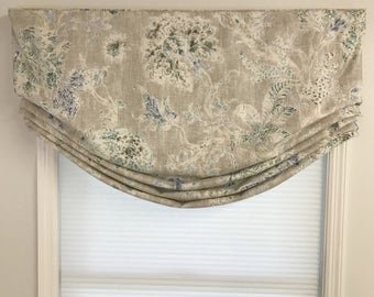 Custom Made to Order Relaxed Faux Roman Shade (stationary) Valance Using Your Fabric