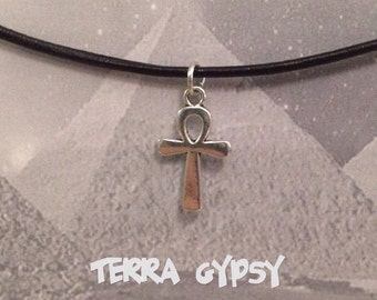 FREE SHIPPING, Ankh necklace, Pagan necklace, Egyptian cross necklace, Ankh choker, Egyptian necklace