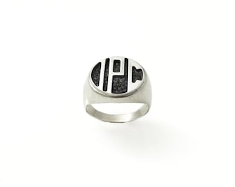monogram ring. College ring. Initials ring. Silver monogram ring. Men initial band. Mens initial ring. Engraved silver ring. Circle ring