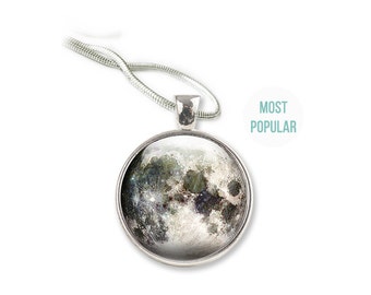 Moon Necklace Glass - Full Moon Necklace - Glass Moon Necklace (MNM3)