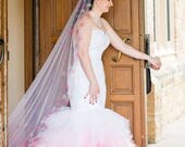 Pink Ombre Wedding Dress Sweetheart Neckline Layered Pink Tulle Wedding Dress