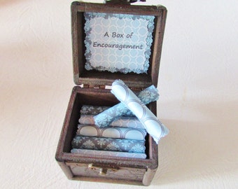 A Box of Encouragement Cancer Gift Breast Cancer Gift Encouraging Quotes in Wood Box Cancer Encouragement Inspiring Quote Sickness Get Well