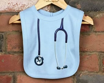 Stethoscope Baby Bibs, Unique Baby Gift, Funny Baby Bib, Baby Nurse, Baby Doctor, Nurse Gift, Baby Clothes, Baby Shower Gift Stethoscope Bib