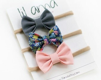 Nylon Baby Headbands - Baby Headband Set - Baby Bow Headband Set-Newborn Headband-Fabric Bows-Baby Hair Bows-Baby Bows-Infant Bows-Hair Bows