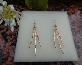 Gold Earrings "life lines", 585 gold filled