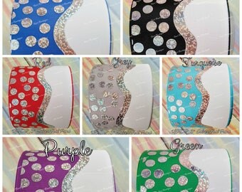 USDR 3" Foil Dots Cheer Bow Ribbon, US Designer Grosgrain ribbon, craft supply,hair bow supply, USD Ribbon, Ribbon by the Yard