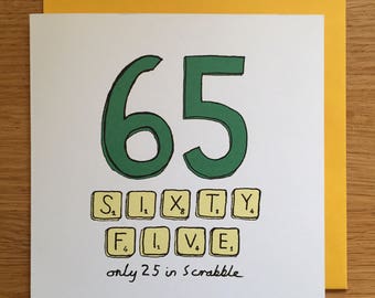 65th birthday card / 65/ 65th / scrabble