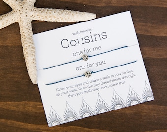 Cousins Wish Bracelet, Friendship Bracelet, string bracelet, Make a Wish, Gift for Cousin, Gift Topper, Cousin Bracelet, Boy or girl