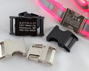 Engraved ID Metal Buckle Collar - personalized dog collar ID metal buckles