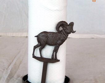 Handcrafted Wrought Iron Paper Towel Holder Stand with Your Choice of Animal Stampings - Clearance Discontinued Item