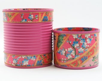Recycled Tin Cans in Pink - Makeup Brush Holder/ Toothbrush Holder/ Pen Holder/ Desk Organizer