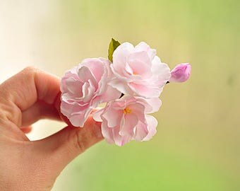 Sakura brooch pink Sakura wedding for hair flower mother's day gift flower brooch Sakura barrette hair clip jewelry girlfriend gift brooch