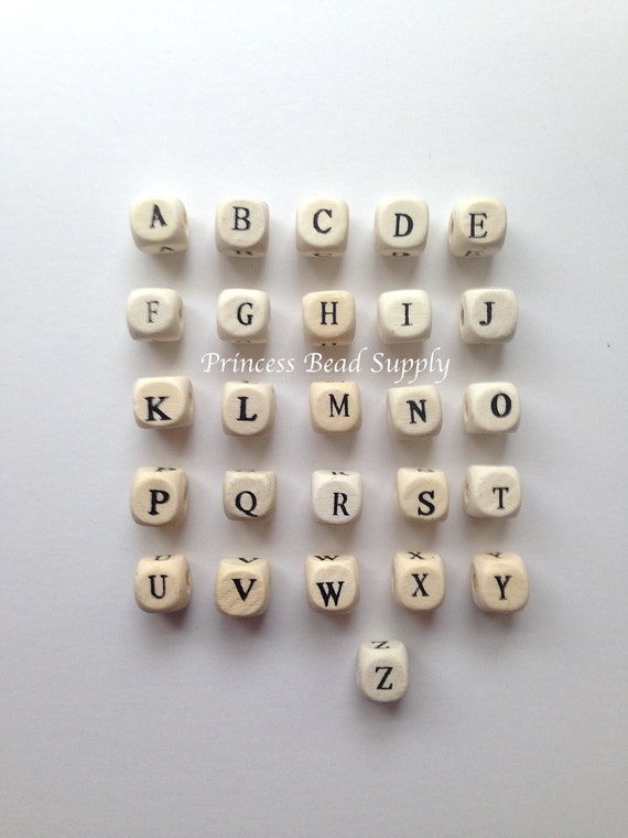 Wooden Alphabet Beads Natural Wood Letter Beads Wood