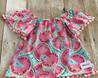 Watermelon top- off the shoulder watermelon top- off the shoulder top
