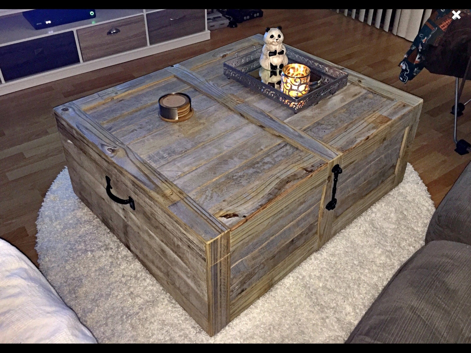 Large Coffee Table Trunk in Weathered Grey