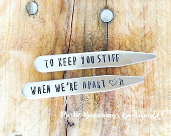 Personalized Collar Stays, Gifts for Him, Valentines Gift for Him, Husbands Gift, Boyfriend Gift, Wedding Gift, Grooms Gift