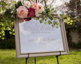 Wedding Welcome Mirror - Welcome Mirror Sign - Welcome Mirror Sign - Welcome Wedding Sign Mirror - Mirror Welcome Sign