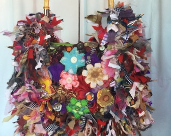 Feltflower scrap fabric bag