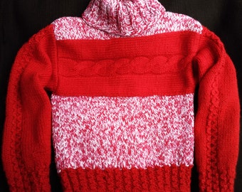 girl red hand knitted sweater child clothes winter knittwear kids warm pullover bright children gift red white Christmas sweater gift cute