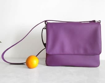 Messenger bag Purple vegan leather Large crossbody bag Laptop crossbody Personalized laptop bag