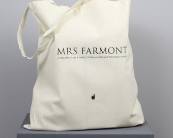 Teacher Tote Bag - Personalised Name Tote Bag - Book Bag - Gift For Teacher - End Of Term Gift - Grocery Bag - Teacher Gift - Cotton Bag