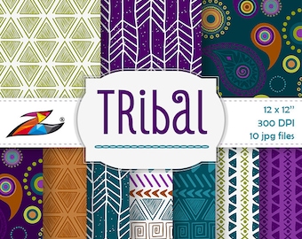 Labor Day Sale Colorful Tribal digital paper aztec pattern tribal background Scrapbook Paper Commercial Use aztec digital paper tribal