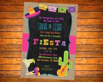 Fiesta Mexican Theme Party Invitation 4 Different Colors