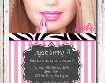 Barbie Kids Invitation - YOU PRINT custom Birthday party invite