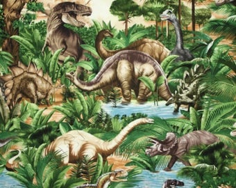 Dinosaur Fabric / Dinosaur Jungle Fabric / Timeless Treasures C1545 - Fat Quarters and By The Yard