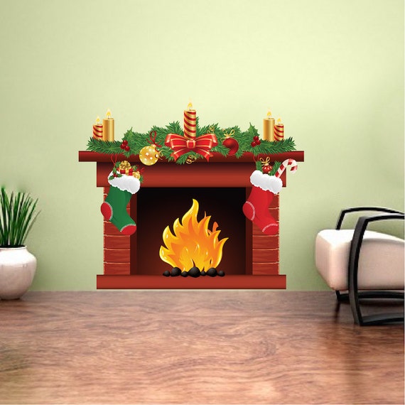 Christmas Fireplace Decal Mural Holiday Fireplace Decal Yule Christmas Fireplace Decal Mural h92 SIZES: (Tall x Wide - inches) 12x14 22x26 44x50 PRODUCT DETAILS: Spice up any room with this vibrant wall sticker from Prime Decals! REMOVABLE and very user friendly