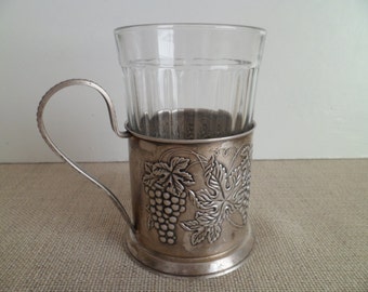 Vintage soviet tea glass holder - retro Russian glass holder –podstakannik from USSR.