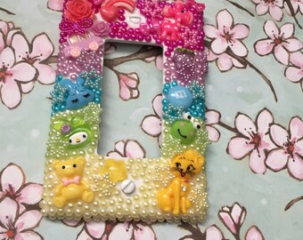 light switch plate cover decoden cute kawaii style rainbow lighting (large hole)