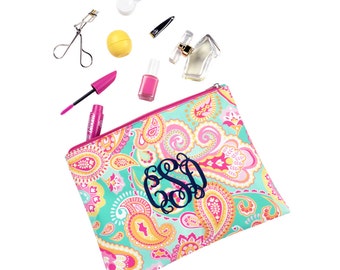 Personalized Cosmetic Bags, Monogrammed Cosmetic bags, Bridesmaid Gifts, Monogrammed Zip Pouches, Cosmetic bags