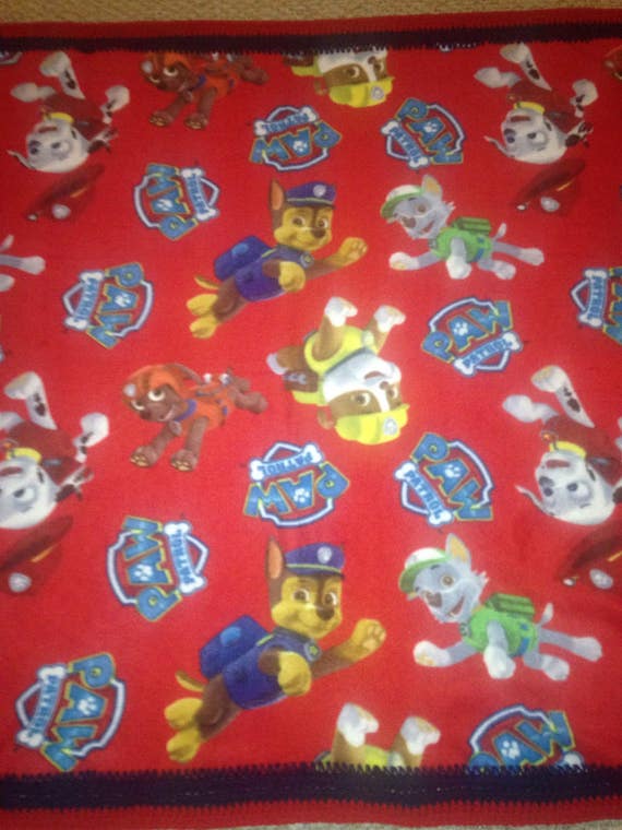 Paw Patrol NoSew Fleece Blanket Afghan with Crochet Edge No