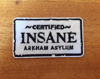 Batman The Joker Arkham Asylum Certified Insane Sew or IRON ON PATCHES Fun Superhero Boy Game Comic Clothing Patch Bag Hat
