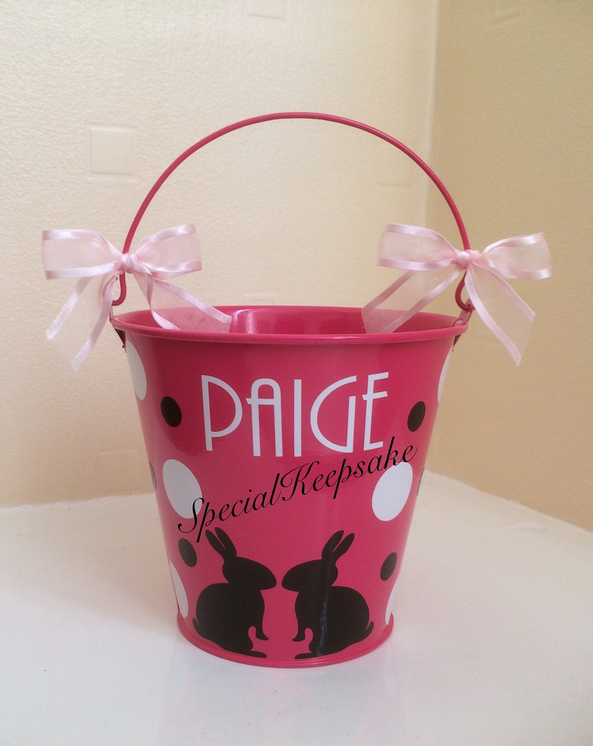 Personalised Metal Easter Egg Hunt Bucket Unique Fillable