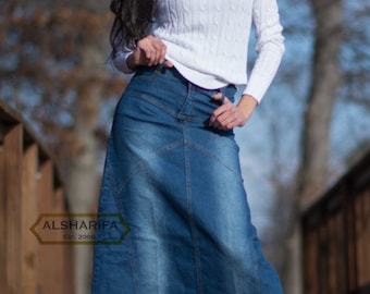 41" Long Denim Skirt - Women's Modest Skirts - Jeans Fabric STYLE NP-102 - Bestseller