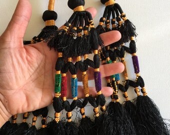 Hair Tassels, Red Gold,Tribal Belly Dance, Hair Ornaments, Tribal Hair, Bellydance Costume, Bohemian Hair Extension, Beads, Hair Jewellery